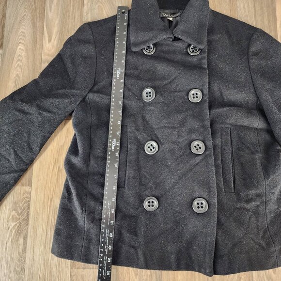 Tahari Women's Size 14 Black Wool Double Breasted Long Sleeve Peacoat Jacket - Picture 7 of 9